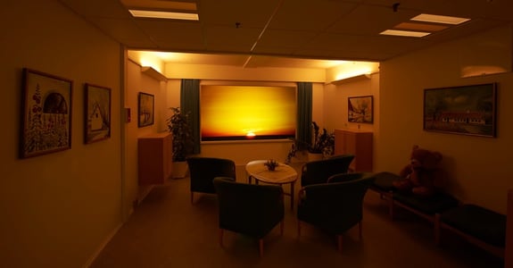 CURAVIVO sensory room with circadian lighting from Chromaviso in the ceiling